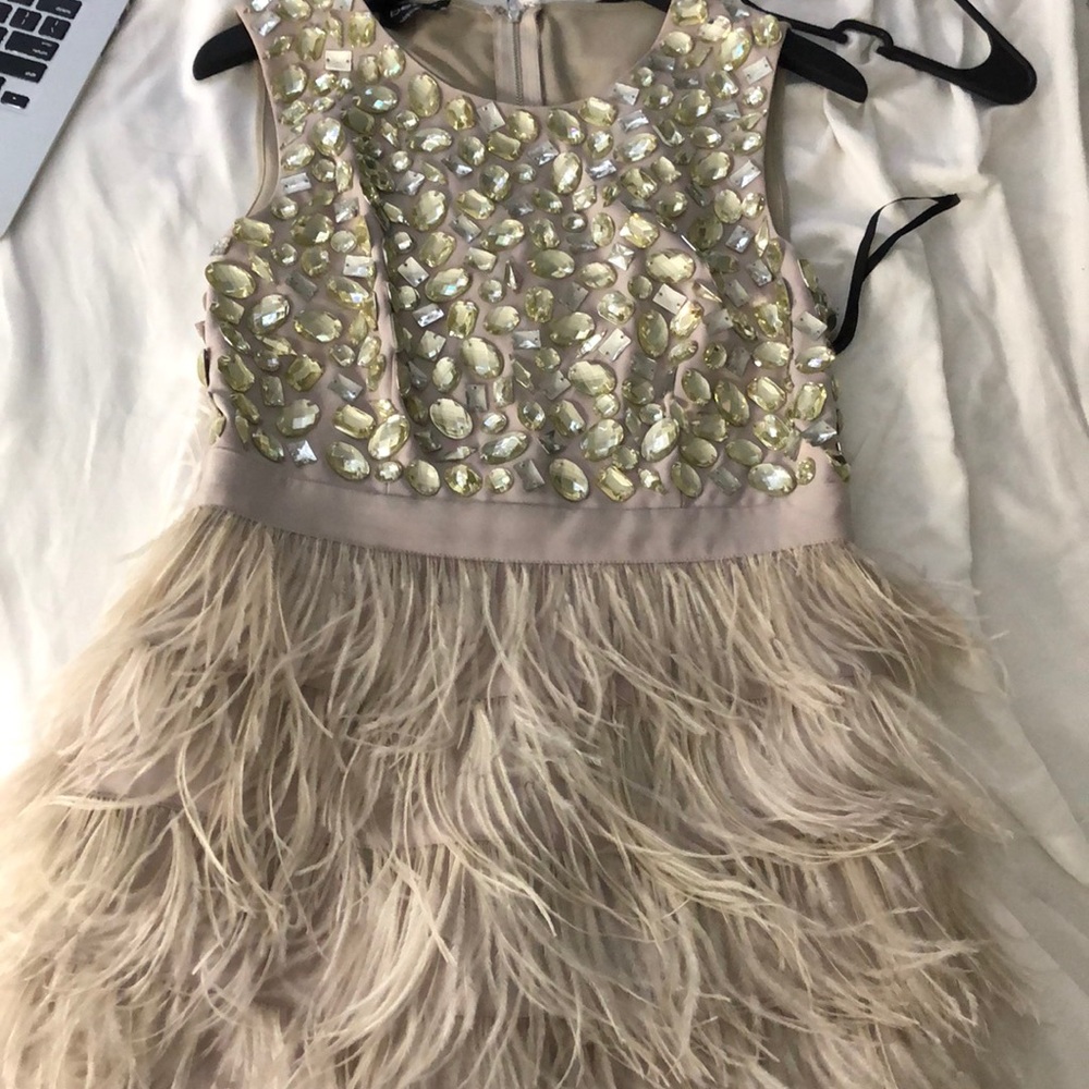 Cute half feather and jewel dress from bebe